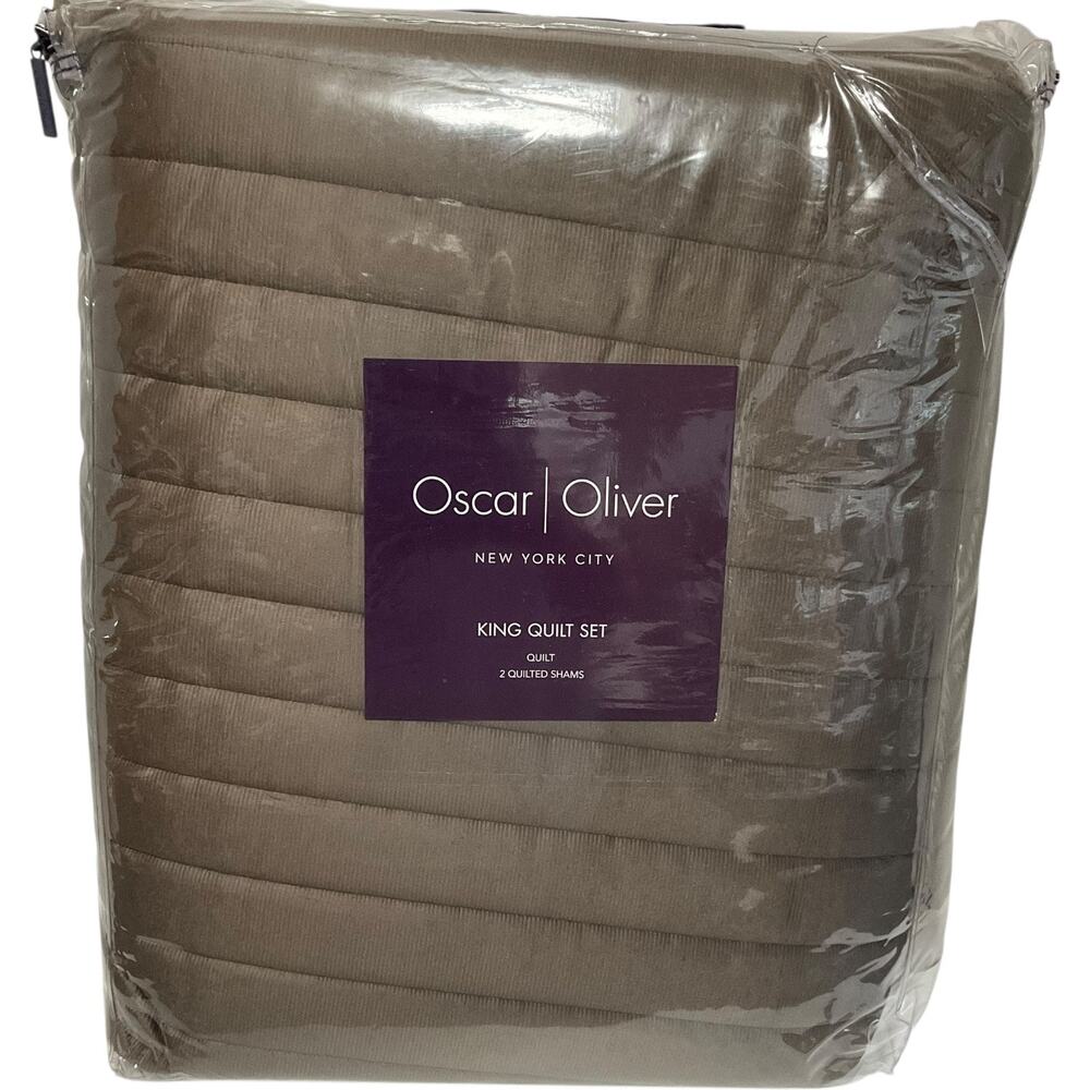 Oscar Oliver Valencia 3 Pc Quilt Set Brown King/California King - Picture 4 of 6